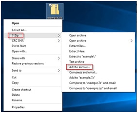 Password protect a zip file using 7-Zip Utility